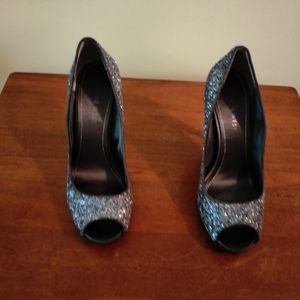 Nine West open toe glitter, 4 1/2 inch heels